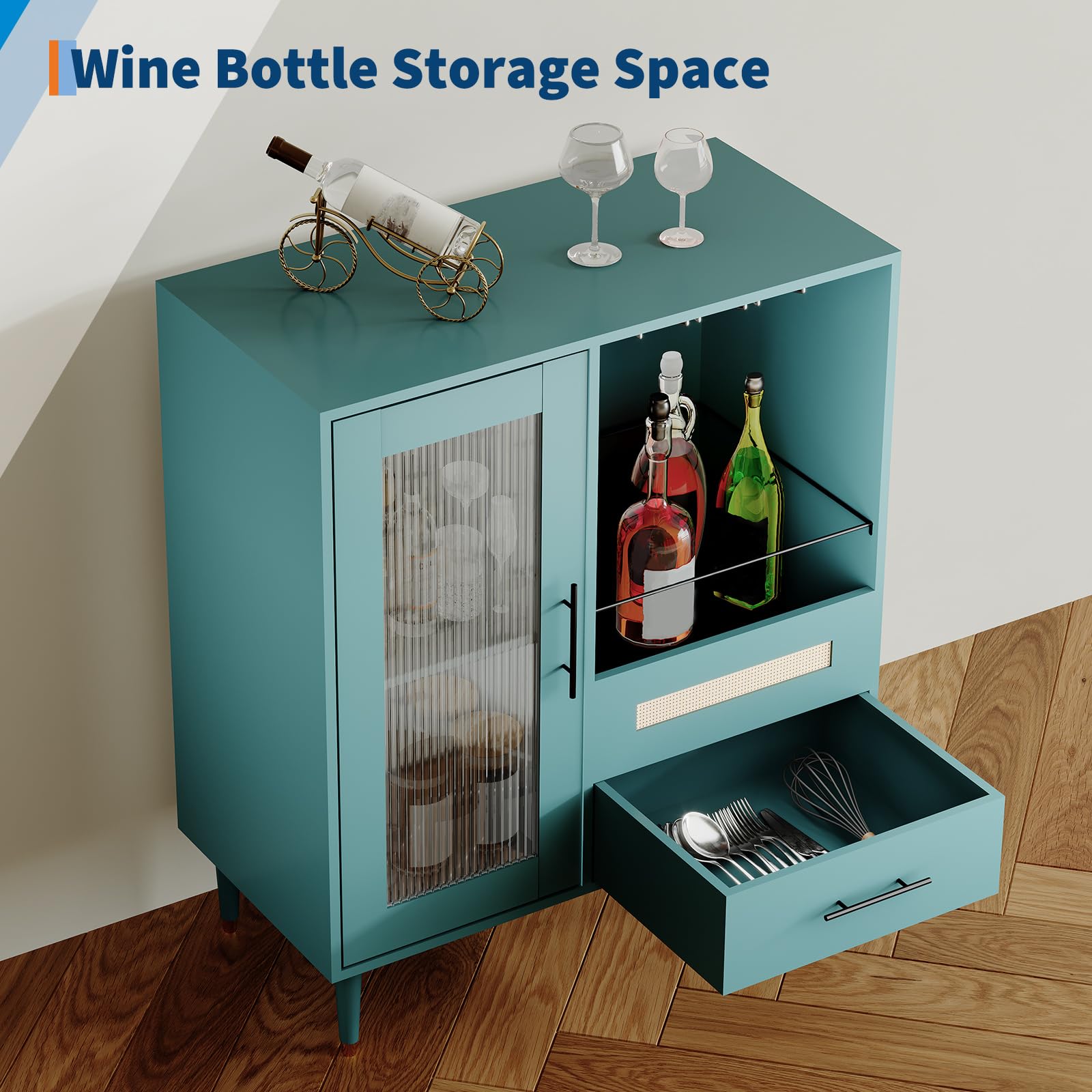 Estante para copas y botellero del mueble bar Garvee con capacidad para 6-8 botellas